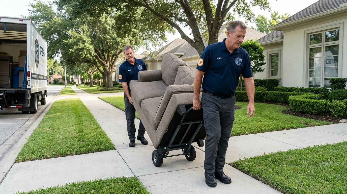 Local residential moving crew loading furniture in Lovington, NM