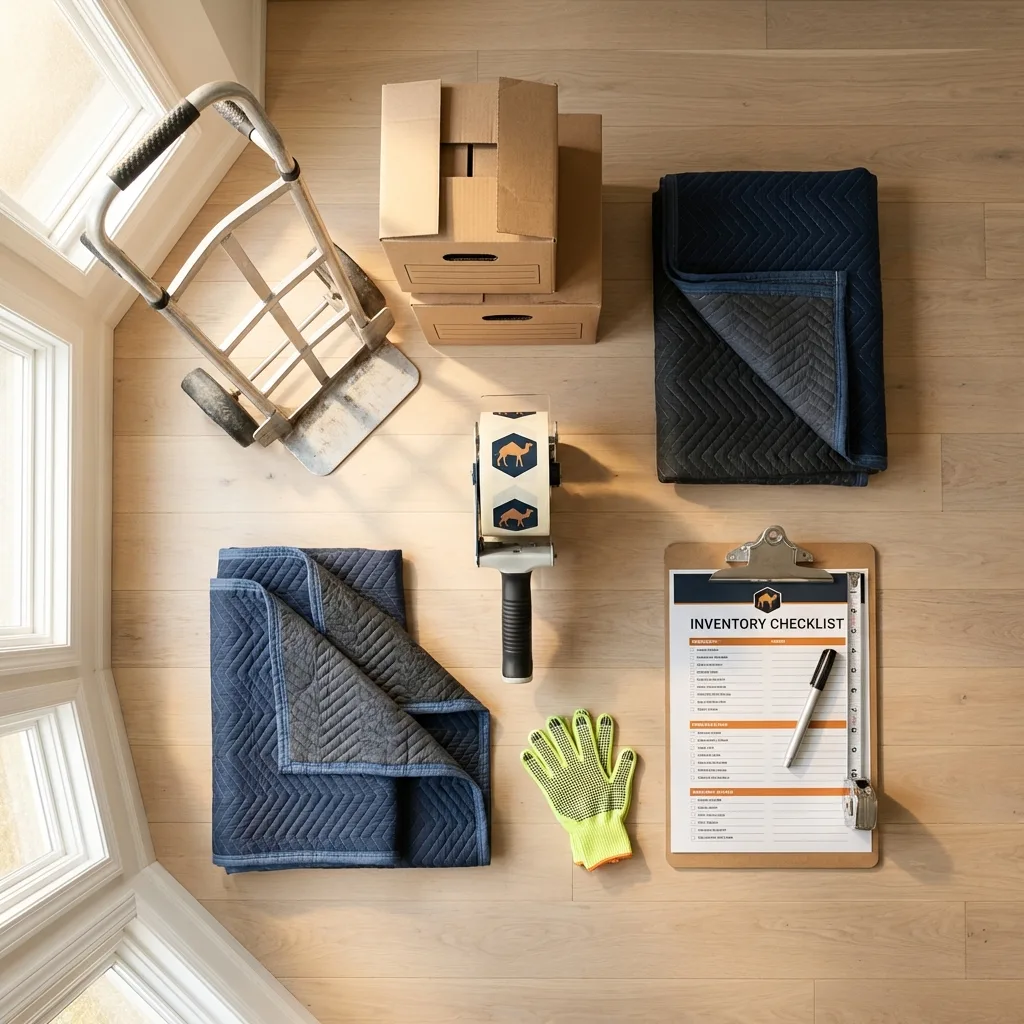 Professional moving supplies and packing materials layout for Lovington residential relocations